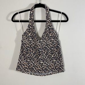 American Eagle Leopard Print Halter Tank